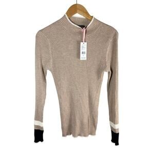 Vineyard Vines Rib Tipped Mock Neck Cashmere Long Line Sweater Size Large